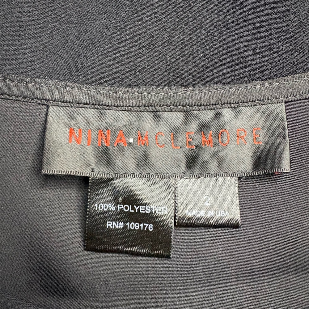 Nina Mclemore Top Blouse Black 3/4 Sleeve Size 2 - Picture 6 of 6